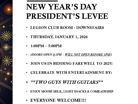 Presidents Levee New Years Day 2026 Image